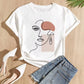 100% Cotton Women T-Shirts Fashion Simple Women's Face Print Tees Casual Soft Short Sleeve Tops Loose Comfortable Street Clothes