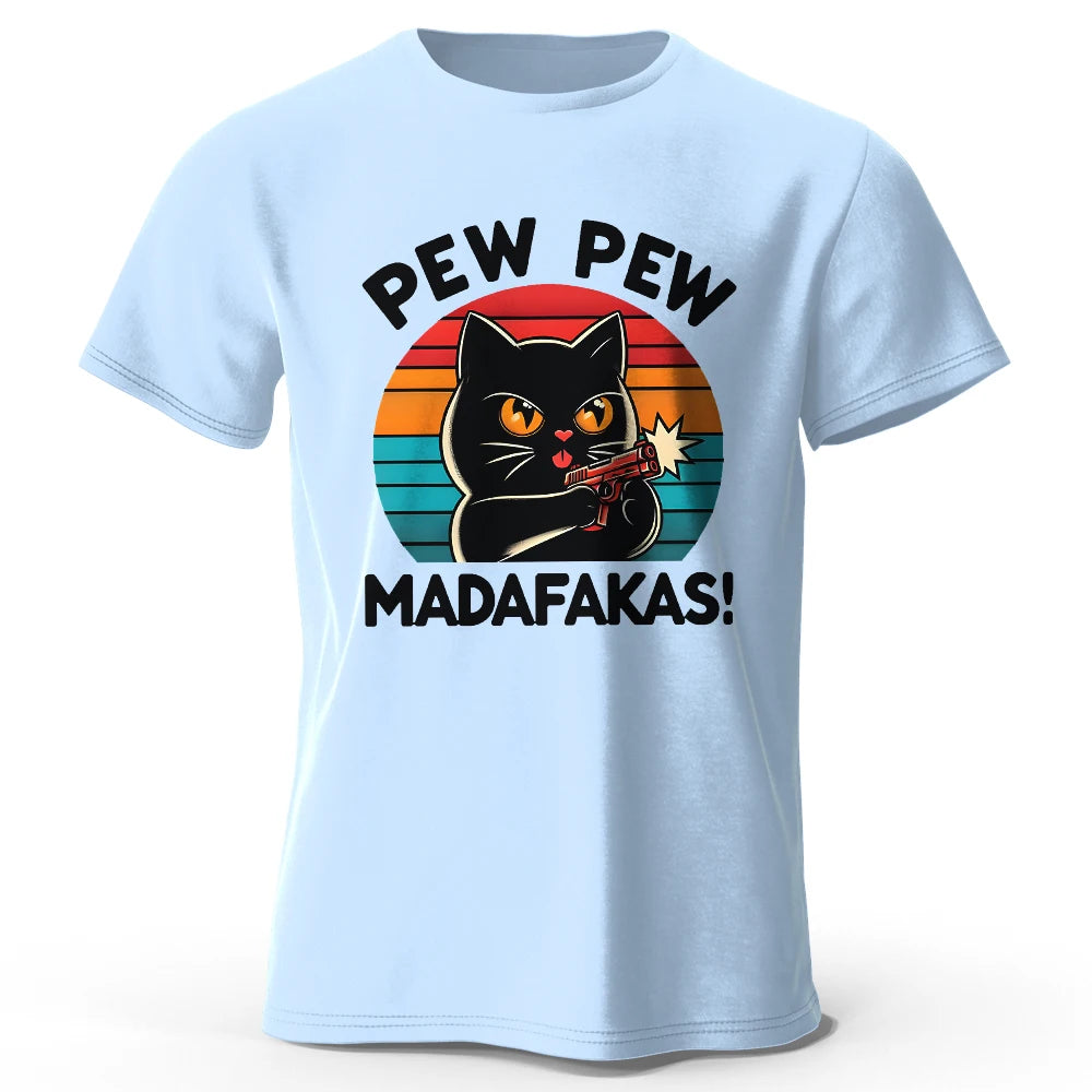 Cute Hand-Drawn Cat Doodle Print 100% Cotton T-Shirt