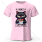 Coffee Loving Cat Print 100% Cotton T-Shirt