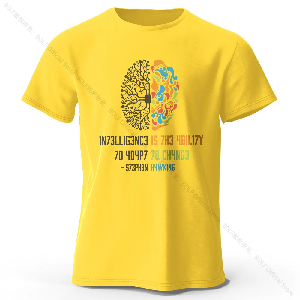 Funny Brain Power Printed 100% Cotton T-Shirt