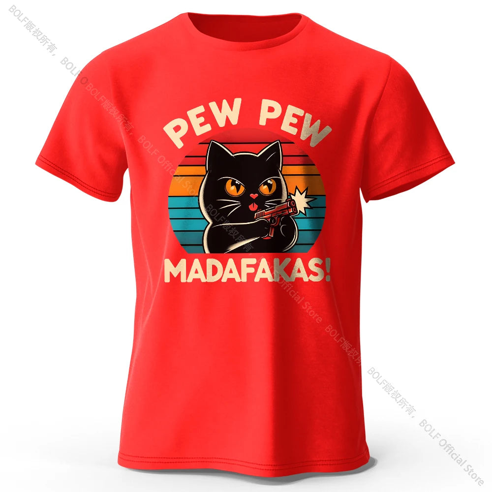 Cute Hand-Drawn Cat Doodle Print 100% Cotton T-Shirt