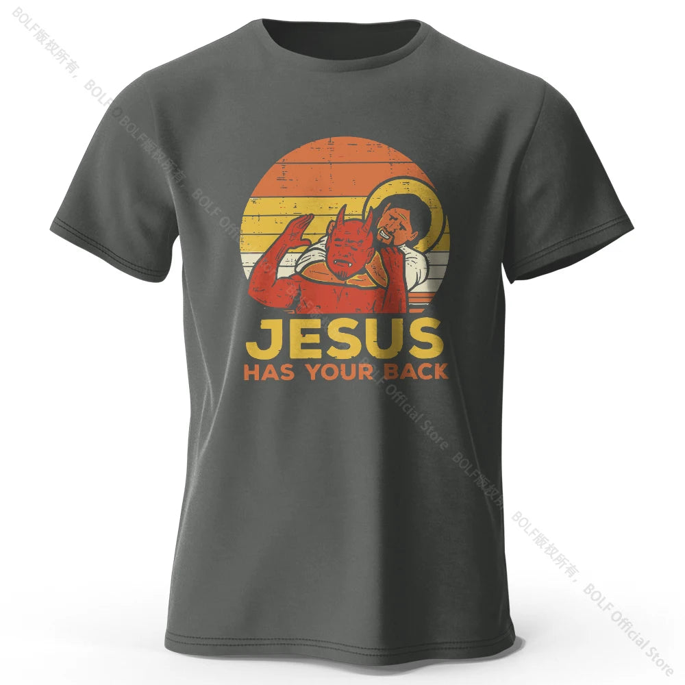 Funny Jesus Printed 100% Cotton T-Shirt