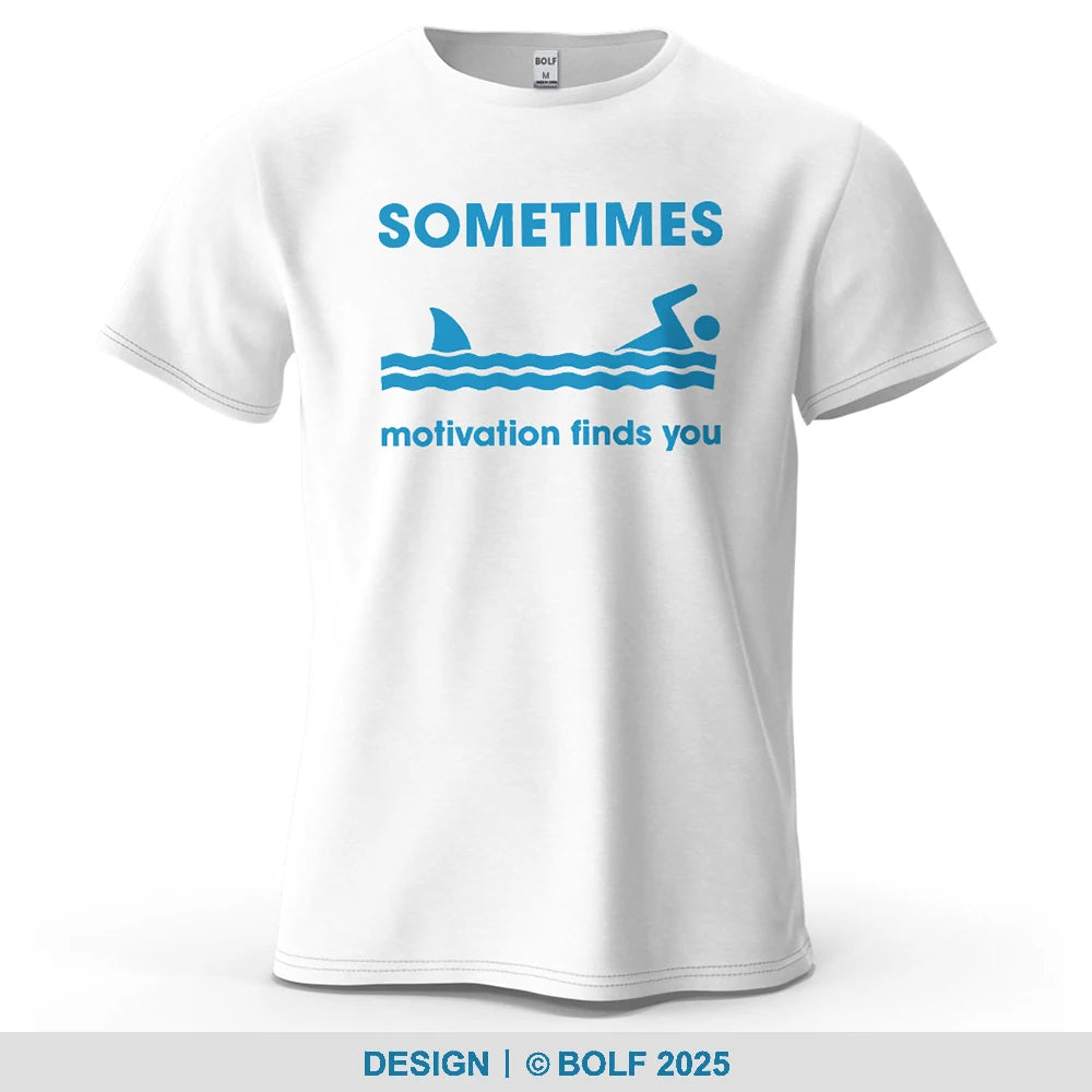 Sometimes Motivation Finds You – Oversized Graphic T-Shirt