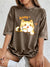 Kawaii Orange Cat Women's Cotton Washed T-Shirt Oversized