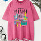Greetings From Miami Women's Cotton Washed T-Shirt Oversized