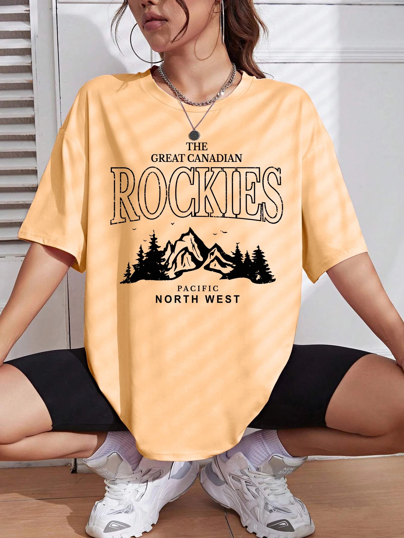Rockies Letter Printed Tops Cotton T-Shirts For Womens Fashion Casual Soft Short Sleeve Loose Tees Comfortable Street Clothes