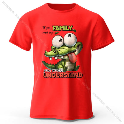 Cartoon Alligator Print 100% Cotton T-Shirt
