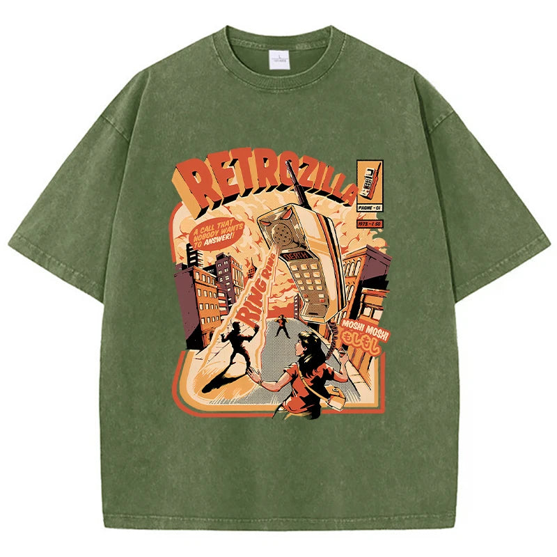 Funny Comic Printing Female Wash T Shirts Hip Hop Breathable T-Shirt Street Summer Clothes Casual Fashion Distress Tshirts Women