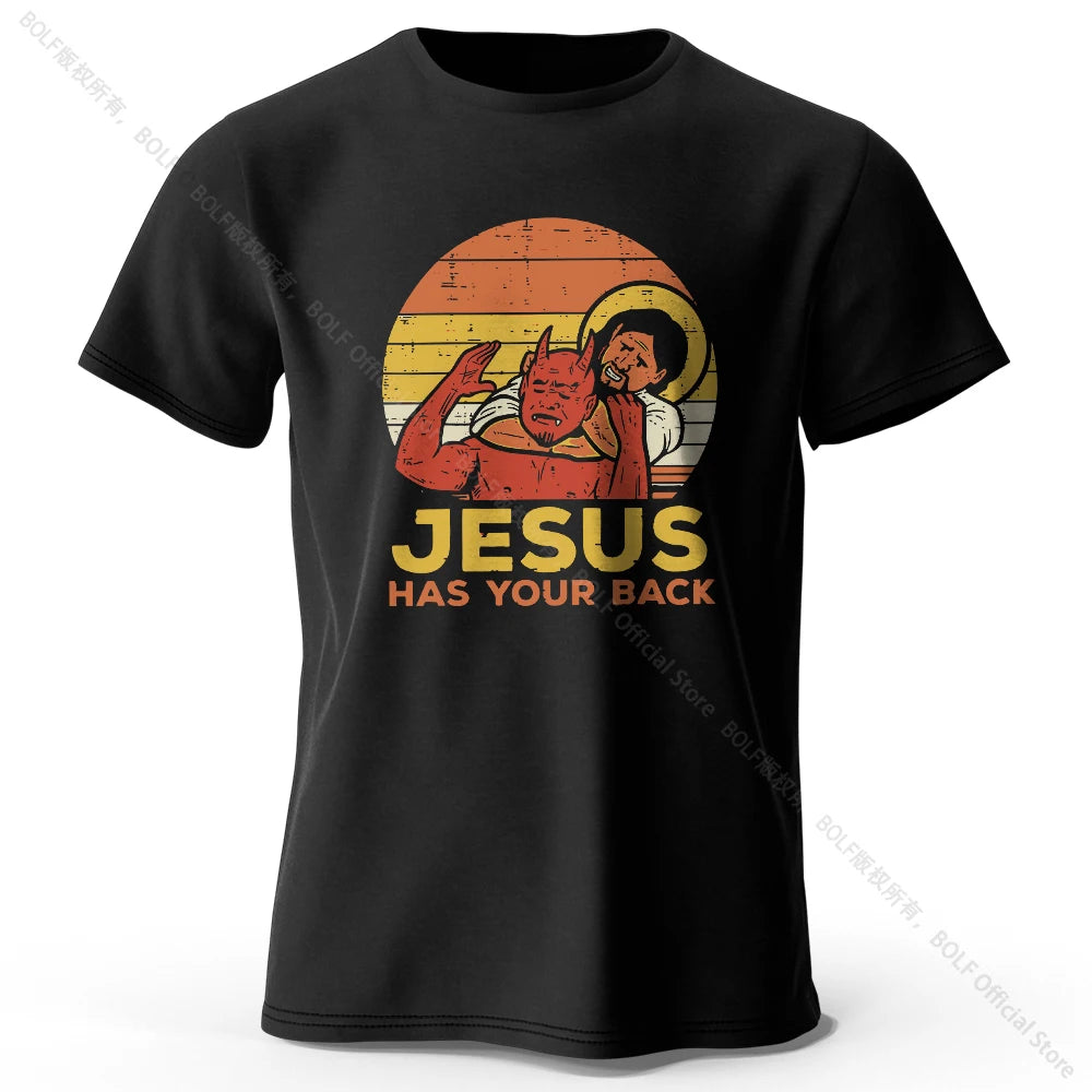 Funny Jesus Printed 100% Cotton T-Shirt