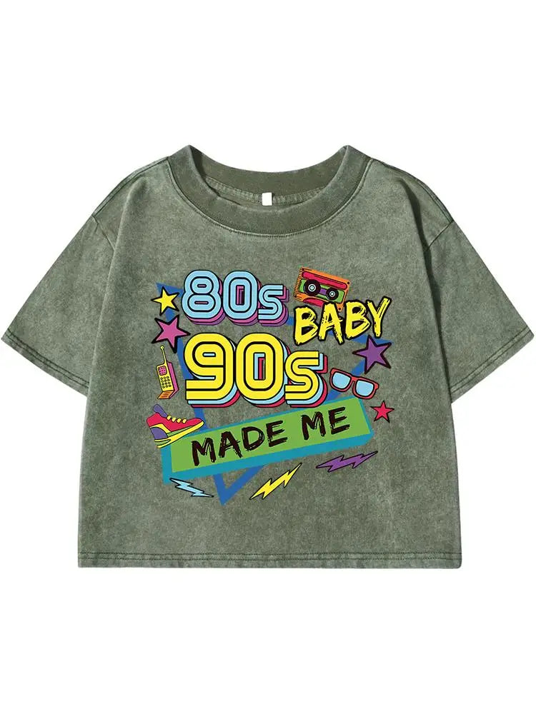 80 90S Hip-Hop Music Printing Female Washed Short T Shirt Summer Casual Tshirt Street Hip Hop Clothes Fashion Loose Distress Tee