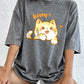 Kawaii Orange Cat Women's Cotton Washed T-Shirt Oversized