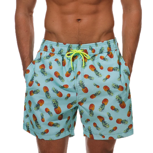 Pineapple Mens Shorts Beach Quick Dry Printing Swimsuit Mesh Liner