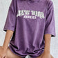 New York City Letter Printed Women's Cotton Washed T-Shirt Oversized