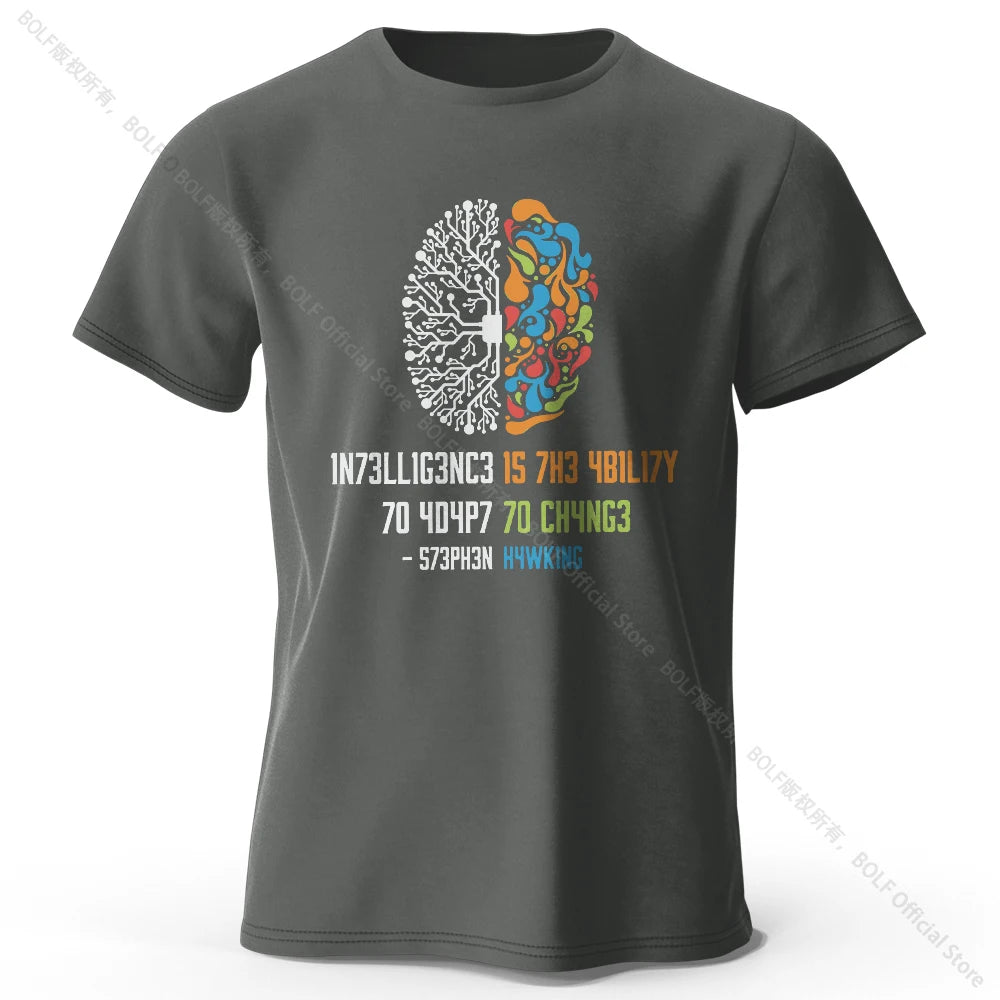 Funny Brain Power Printed 100% Cotton T-Shirt