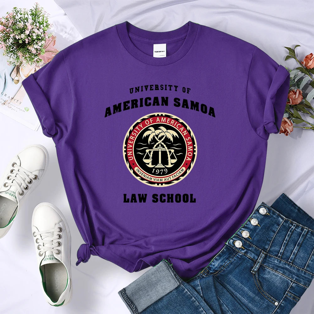 University Of American Samoa Law School T Shirt Fashion Loose T-Shirts Breathable Casual Short Sleeve Hot Sale Women Tee Clothes