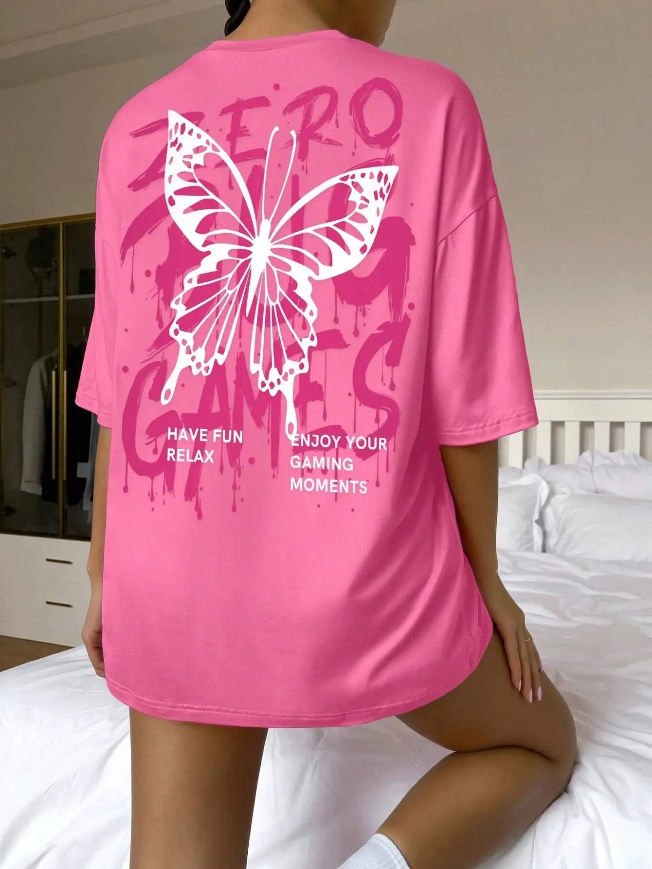 Graphic & Letter Print Crew Neck Women's Cotton T-Shirt Plus Size