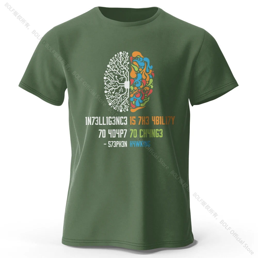 Funny Brain Power Printed 100% Cotton T-Shirt
