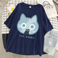 The Moon Cat Funny Print T-Shirt Women Street Summer Oversize Tops Fashion Hip Hop Tee Clothes Breathable Casual T Shirt New