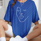 Simple Line Pattern Women's Face Printing tees Cotton Women T-Shirts Casual Soft Short Sleeve Tops Loose Comfortable Clothes