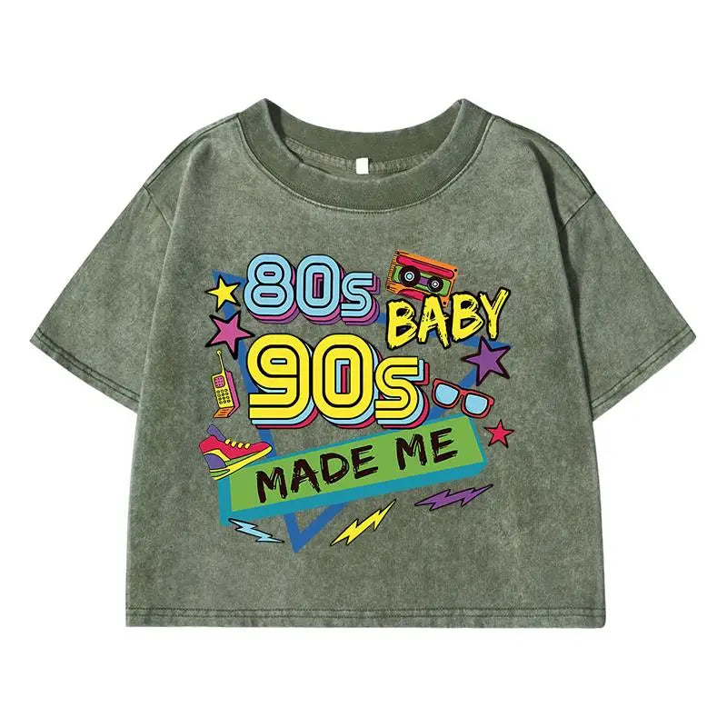 80 90S Hip-Hop Music Printing Female Washed Short T Shirt Summer Casual Tshirt Street Hip Hop Clothes Fashion Loose Distress Tee