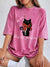 I'll Finish Them Black Cat Women's Cotton Washed T-Shirt Oversized