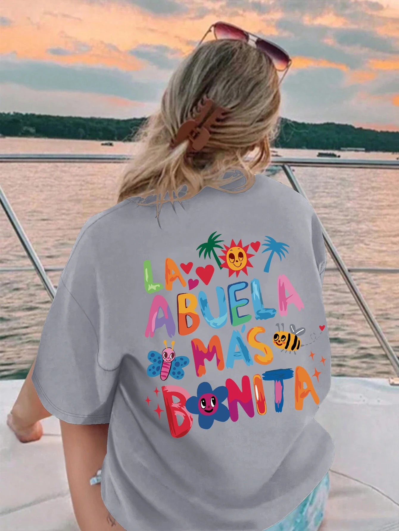 La Abuela Más Bonita Printing T Shirt Female Summer Fashion Clothes Street Breathable Short Sleeve Casual Hip Hop T-Shirts Women