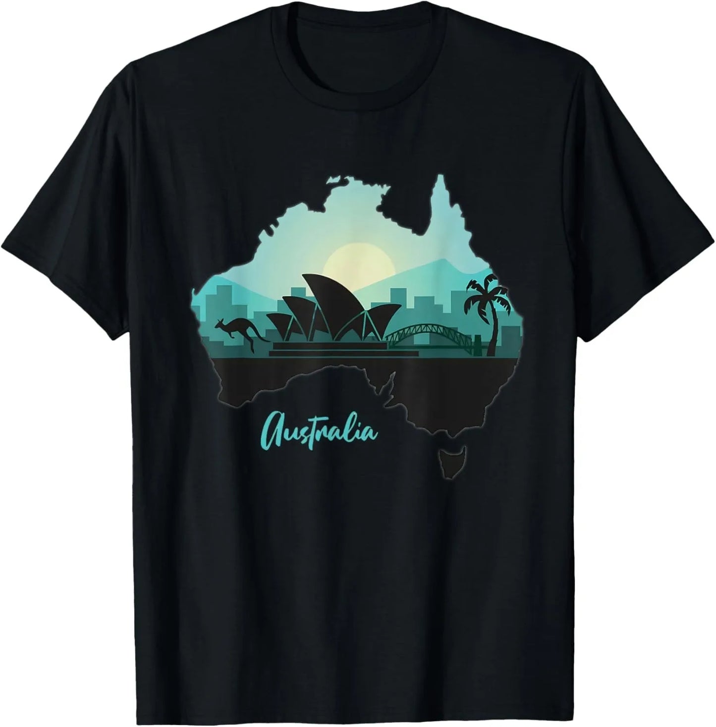 Australia Day Map T-Shirt - Kangaroo Koala Boomerang