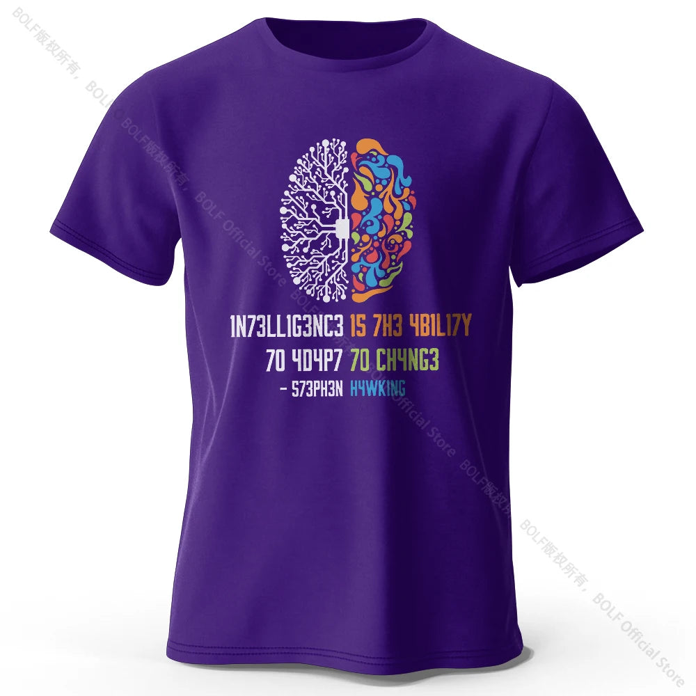 Funny Brain Power Printed 100% Cotton T-Shirt