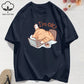 100% Cotton Womens T-Shirts Summer Fun Cat I'M Ok Printing T Shirt Comfortable Soft O-Neck Tops Holiday Casual Womans Clothes