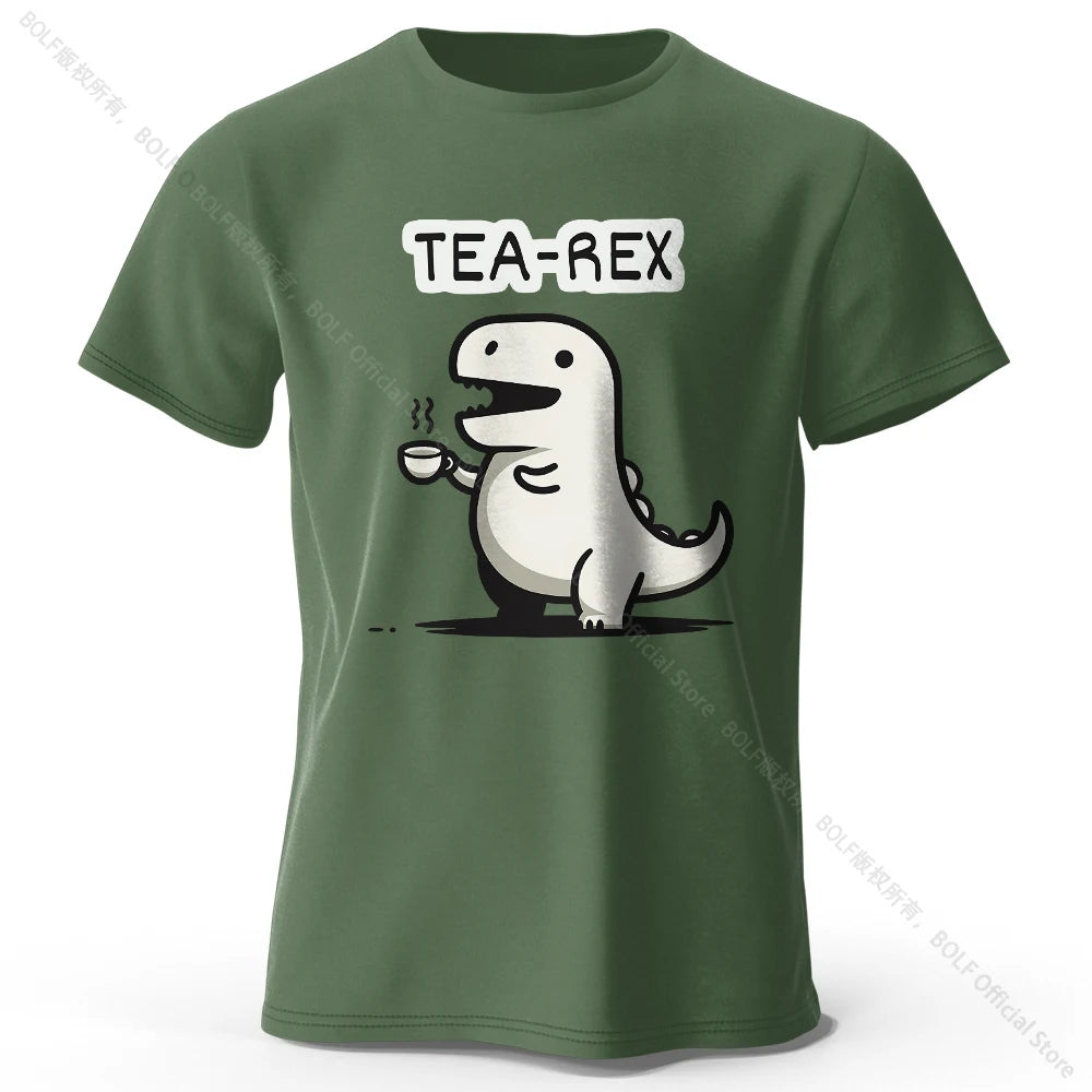 Men's Tea-Rex Dinosaur Printed 100% Cotton T-Shirt