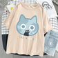 The Moon Cat Funny Print T-Shirt Women Street Summer Oversize Tops Fashion Hip Hop Tee Clothes Breathable Casual T Shirt New