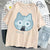 The Moon Cat Funny Print T-Shirt Women Street Summer Oversize Tops Fashion Hip Hop Tee Clothes Breathable Casual T Shirt New