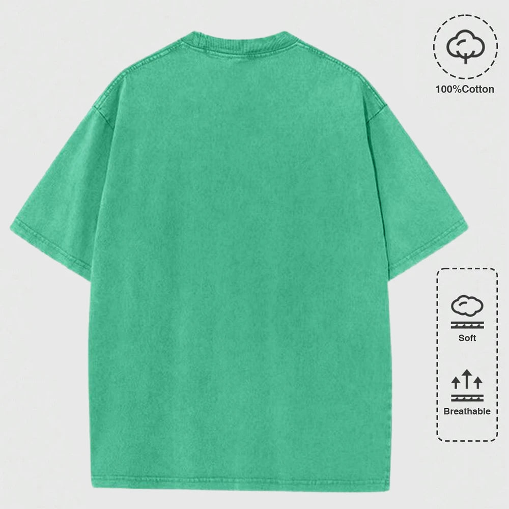 A Cat Climbing The Wall Cotton Washed T-Shirt Women Summer Oversized Tops Street Distressed O-Neck T Shirt Casual Woman Clothes