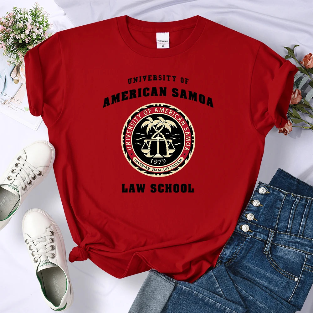University Of American Samoa Law School T Shirt Fashion Loose T-Shirts Breathable Casual Short Sleeve Hot Sale Women Tee Clothes