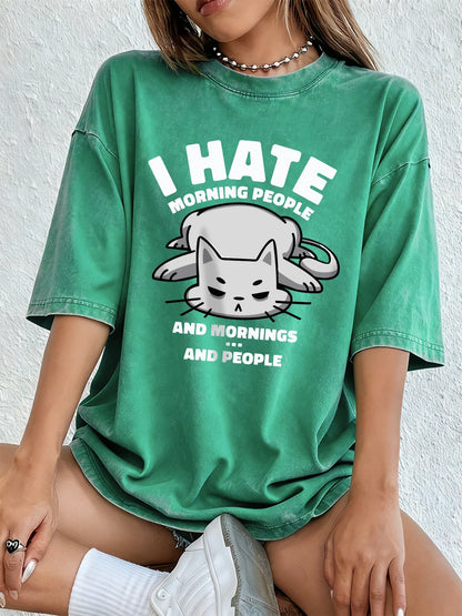 I Hate Morning People Women's Cotton Washed T-Shirt