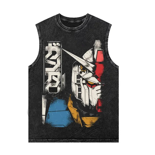 New Anime Gundam oversized Tank top 100% cotton