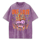 One Love Printing Washed T-Shirt Womens Hip Hop Cotton T Shirts Crewneck Oversized Acid Wash Tops Summer Casual Womans Clothes