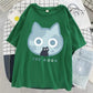 The Moon Cat Funny Print T-Shirt Women Street Summer Oversize Tops Fashion Hip Hop Tee Clothes Breathable Casual T Shirt New