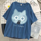 The Moon Cat Funny Print T-Shirt Women Street Summer Oversize Tops Fashion Hip Hop Tee Clothes Breathable Casual T Shirt New