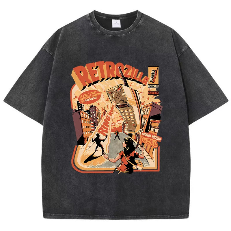 Funny Comic Printing Female Wash T Shirts Hip Hop Breathable T-Shirt Street Summer Clothes Casual Fashion Distress Tshirts Women