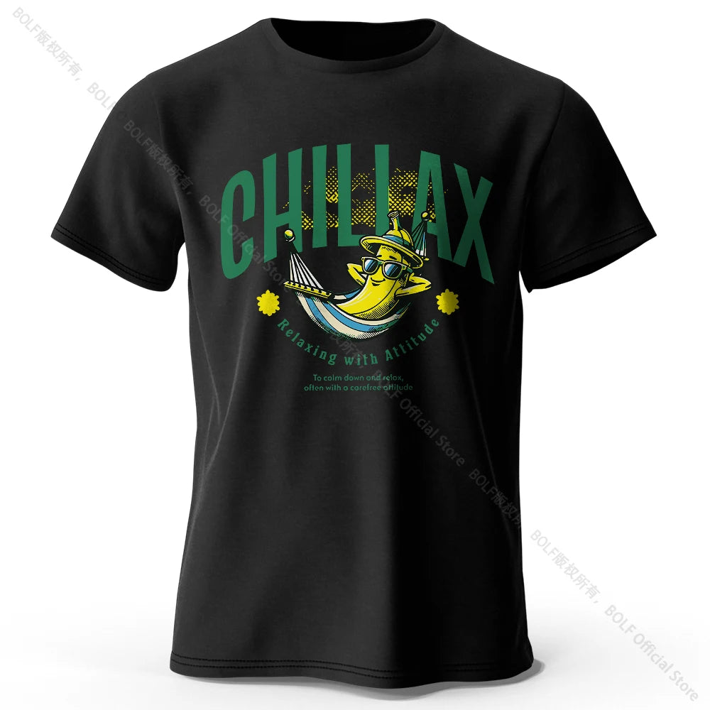 Chiliax banana Printed T-Shirt 100% Cotton Oversized Funny Graphic Tees for Men Women Summer Tops