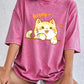 Kawaii Orange Cat Women's Cotton Washed T-Shirt Oversized
