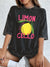 Limon Cello La Dolce Vita Prints Washed T-Shirt Women Cotton Oversize