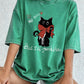 I'll Finish Them Black Cat Women's Cotton Washed T-Shirt Oversized