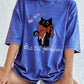 I'll Finish Them Black Cat Women's Cotton Washed T-Shirt Oversized