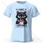 Coffee Loving Cat Print 100% Cotton T-Shirt