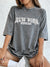New York City Letter Printed Women's Cotton Washed T-Shirt Oversized