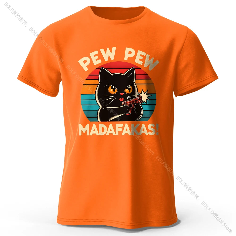 Cute Hand-Drawn Cat Doodle Print 100% Cotton T-Shirt