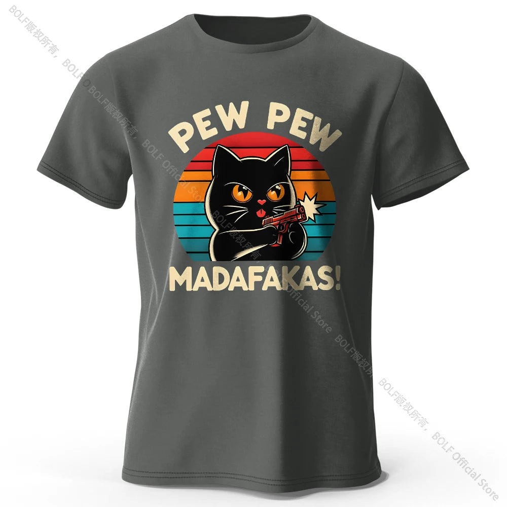 Cute Hand-Drawn Cat Doodle Print 100% Cotton T-Shirt