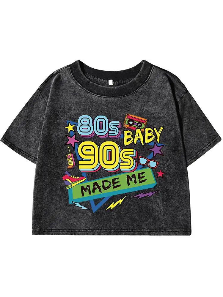 80 90S Hip-Hop Music Printing Female Washed Short T Shirt Summer Casual Tshirt Street Hip Hop Clothes Fashion Loose Distress Tee